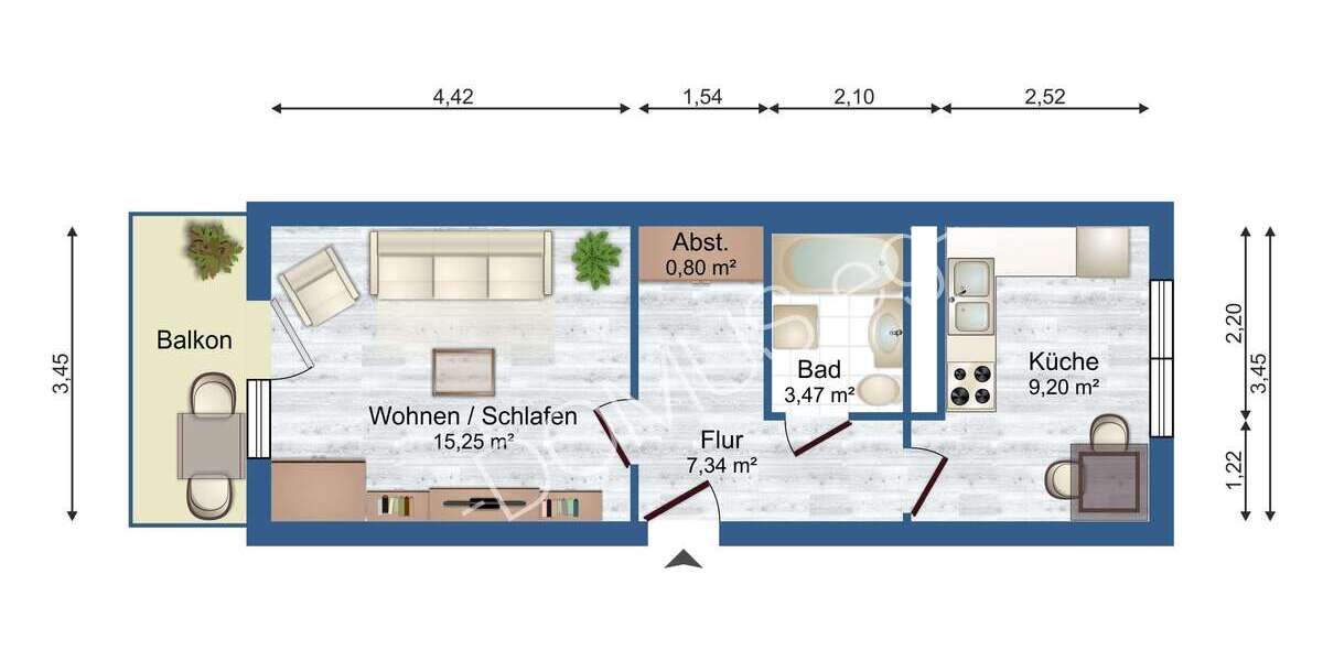 Gemütliche 1-Zimmer-Wohnung im HP mit Balkon und Dusche - Erdgeschoßwohnung Schmölln | Angebot:25897911