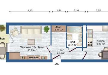 Gemütliche 1-Zimmer-Wohnung im HP mit Balkon und Dusche - Wohnung Schmölln | Angebot:25897911